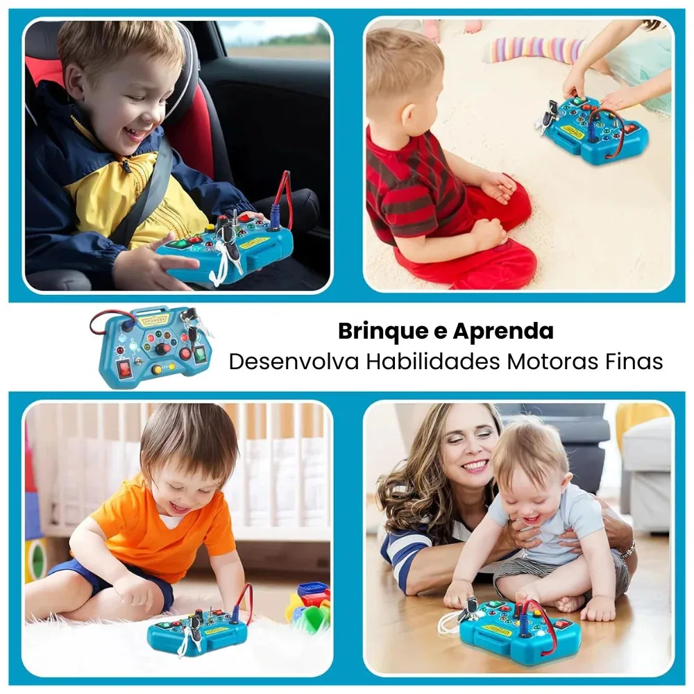 Brinquedo Educativo com interruptores e luzes LED, ideal para estimular concentração e coordenação infantil