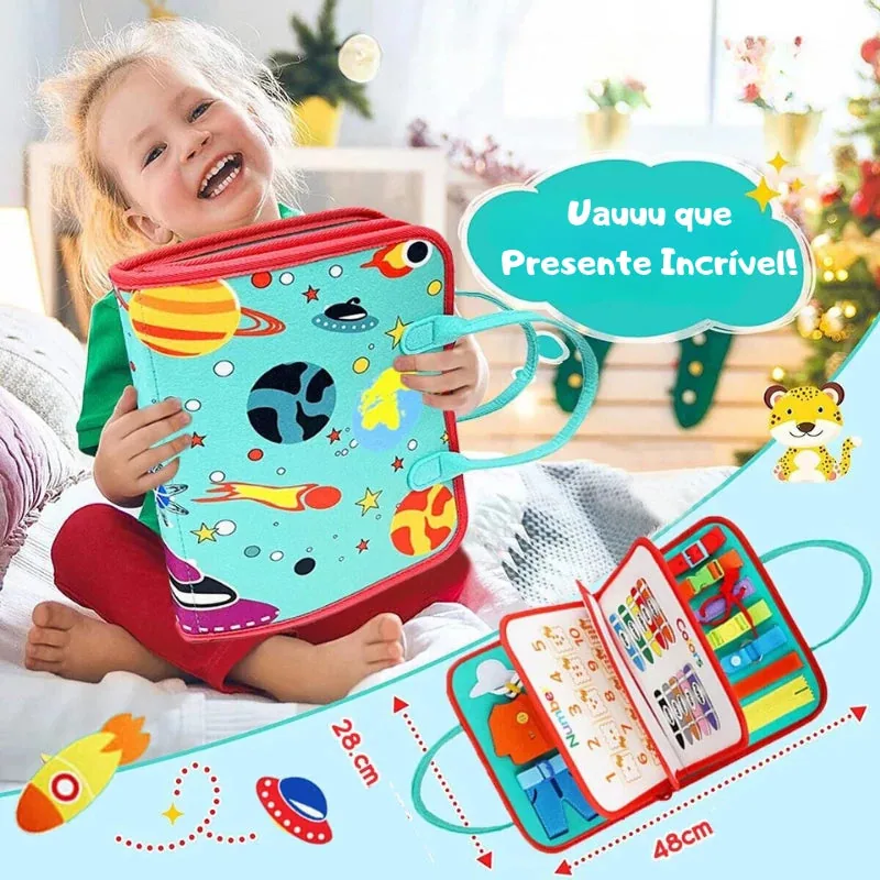 Brinquedo Educativo Montessori portátil para desenvolvimento sensorial e habilidades motoras em crianças