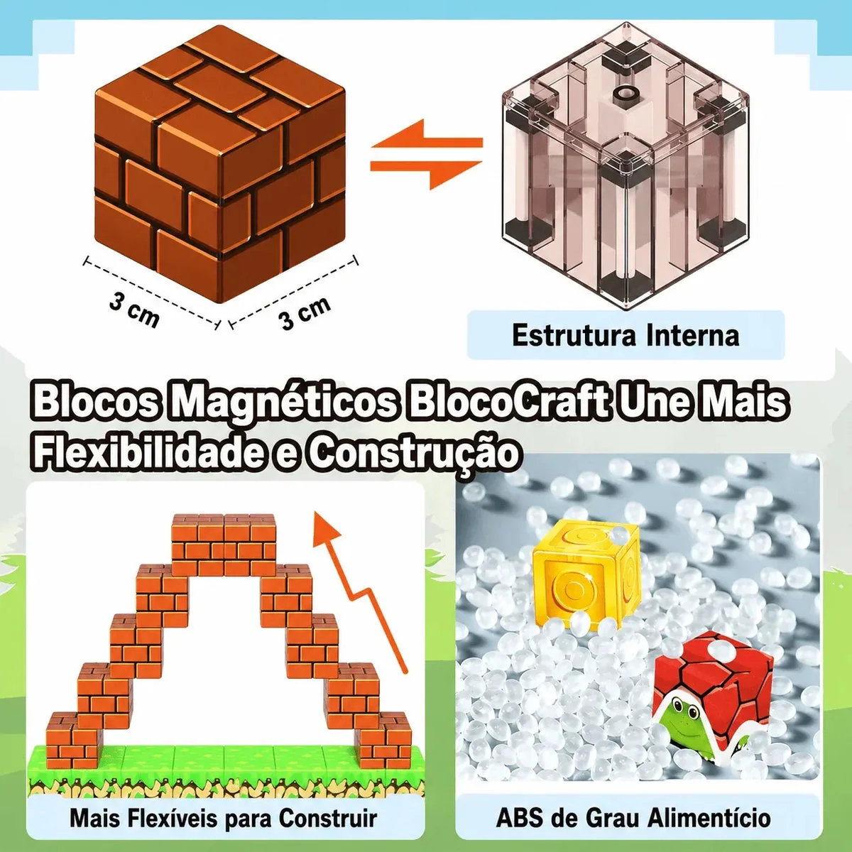 BlocoCraft - Blocos Magnéticos com Luzes — imagem 3