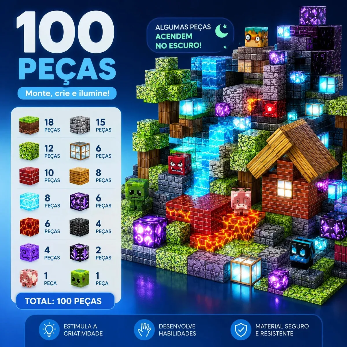 BlocoCraft - Blocos Magnéticos com Luzes — imagem 5