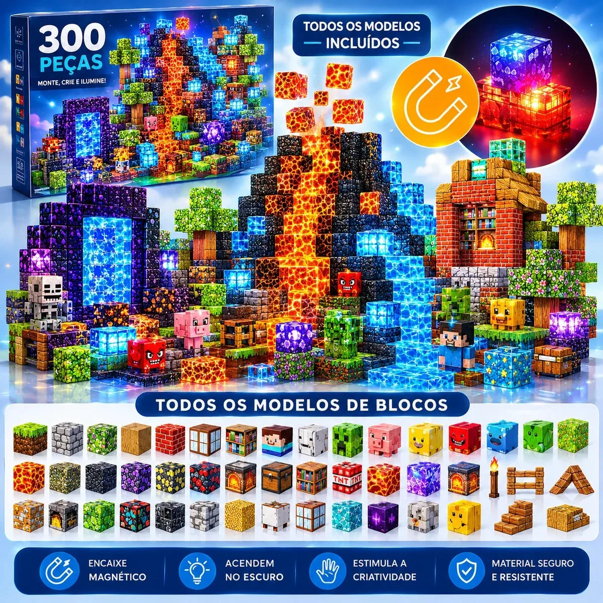BlocoCraft - Blocos Magnéticos com Luzes — imagem 8